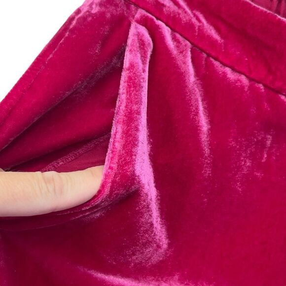 J Crew sz 0 Velvet Bright Berry Pink Pull On Peyton Pant High Rise Waist Trouser - Picture 7 of 14